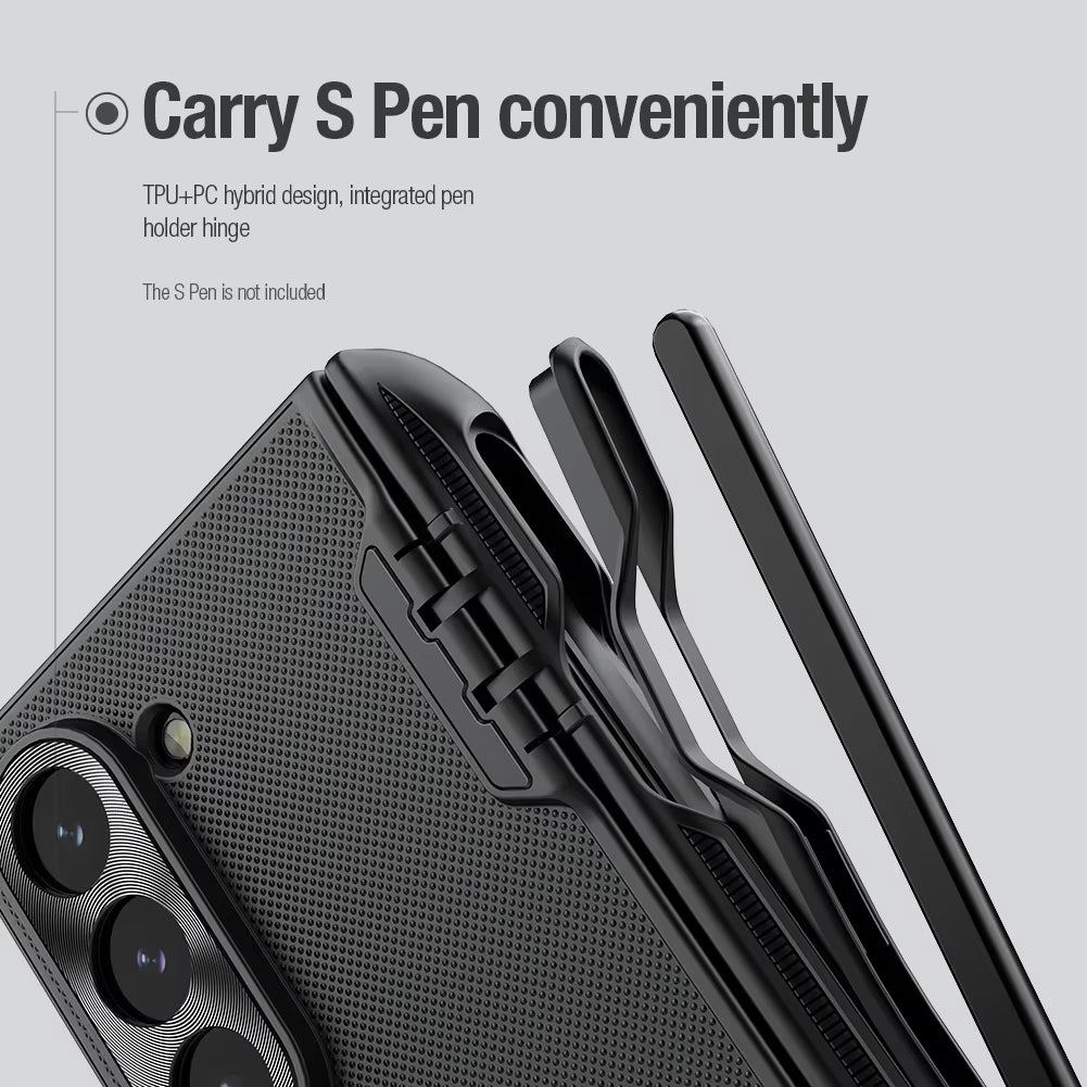 Super Frosted Shield Fold Protective Back Cover Case with Pencil Holder for Samsung Galaxy Z Fold 6 5G