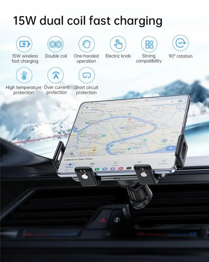 Car Wireless Charger Stand Phone Holder Mount 15W Fast Charging for Samsung Galaxy Z Fold Flip 6 5 4 3 Google Pixel Fold