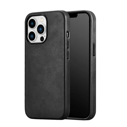 Genuine Leather Magnetic Charging Back Cover Case for iPhone 16 Pro Max iPhone 15 Pro Max 14 Pro