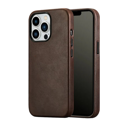 Genuine Leather Magnetic Charging Back Cover Case for iPhone 16 Pro Max iPhone 15 Pro Max 14 Pro