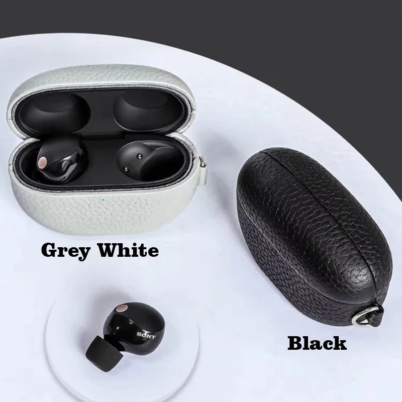 Genuine Leather Bluetooth Earphone Cover Case with Strap for SONY WF-1000XM5