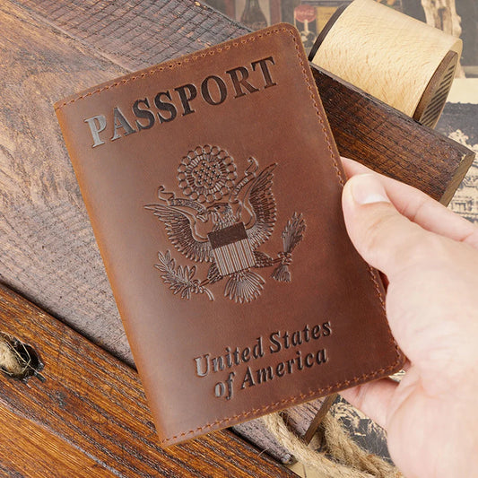 Vintage Durable Genuine Leather Business Passport Cover Case