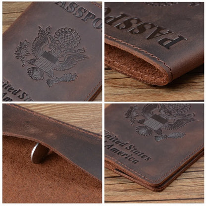 Vintage Durable Genuine Leather Business Passport Cover Case