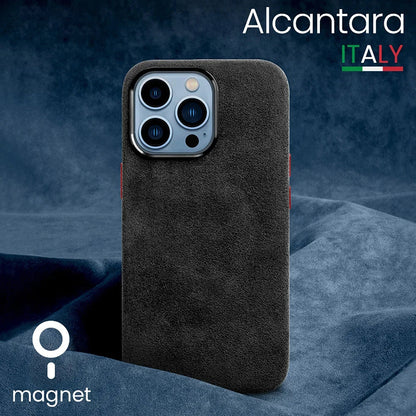 ALCANTARA Business Supercar Interior Same Suede Leather Magnetic Cover Case for iPhone 16 Pro Max 15 14 13