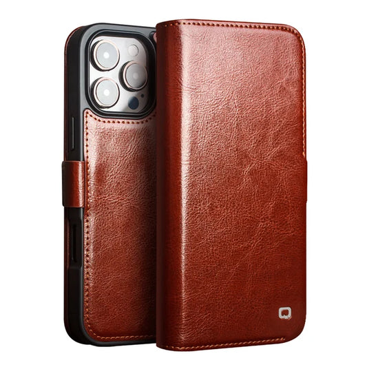 Handmade Genuine Leather Folio Flip Case with Card Slots & Stand for iPhone 16 Pro Max/ Plus