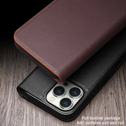 Handmade Genuine Leather Folio Flip Case with Card Slots & Stand for iPhone 16 Pro Max/ Plus