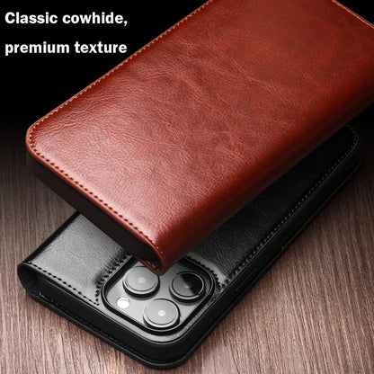 iPhone 15 14 13 12 Pro Max Genuine Leather Card Slots Holster Case