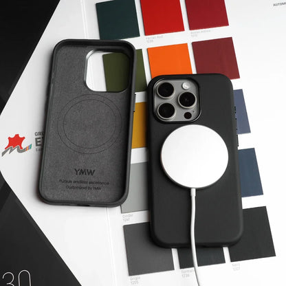 Funda de piel italiana de napa genuina con interior magnético Supercar Premium de vaca para iPhone 16 15 14 Pro Max