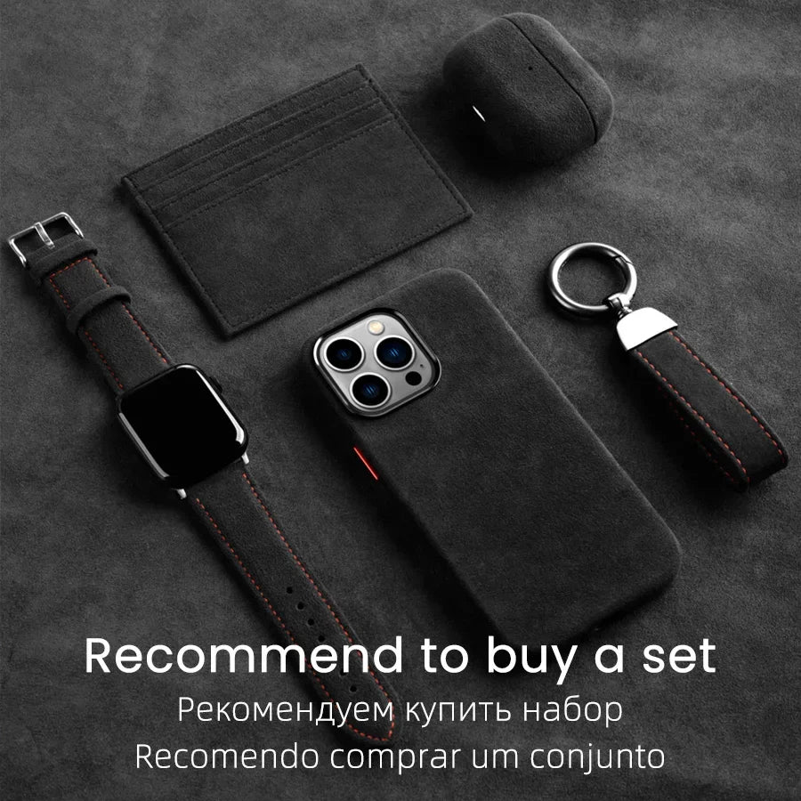 ALCANTARA Business Supercar Interior Same Suede Leather Magnetic Cover Case for iPhone 16 Pro Max 15 14 13