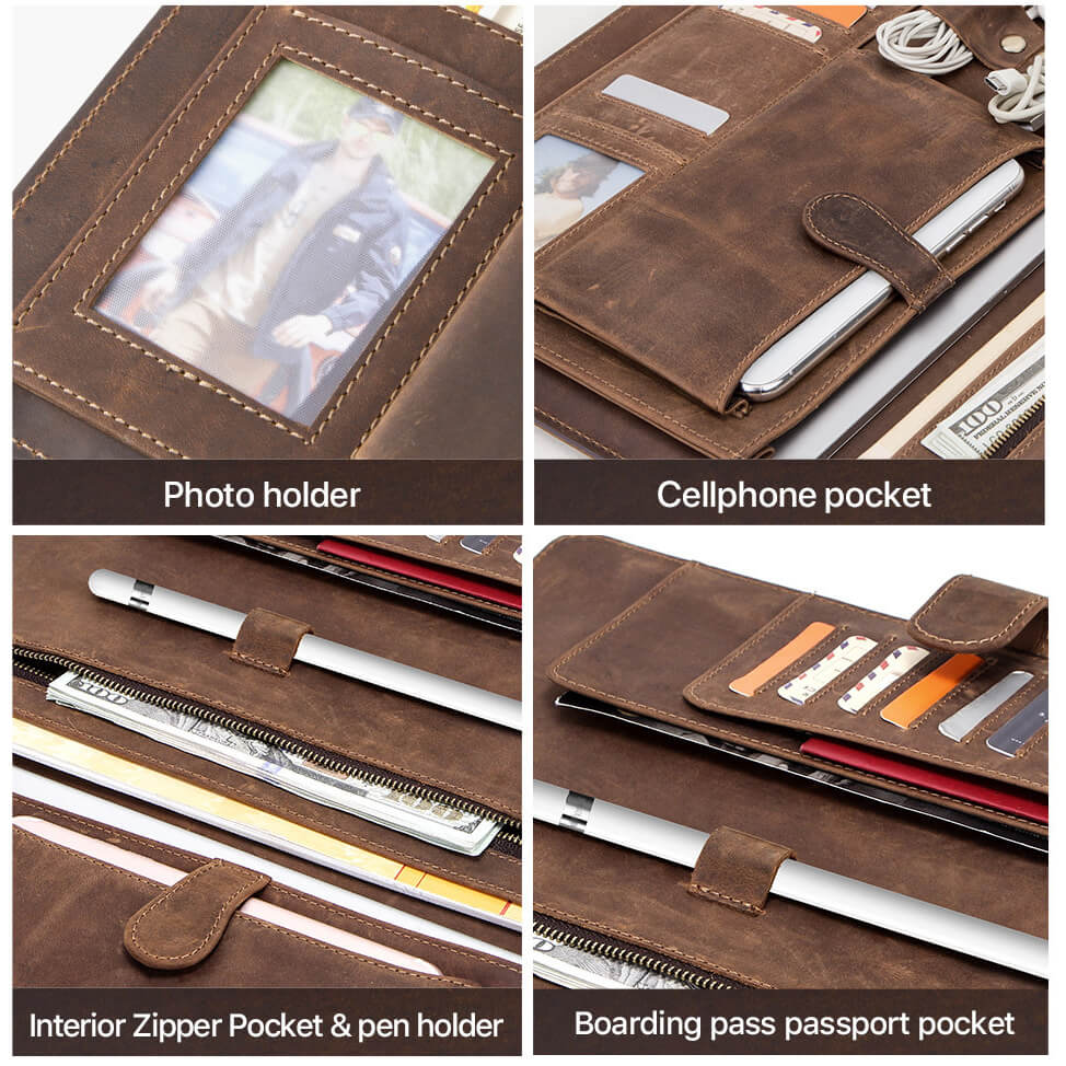 Vintage Distressed Genuine Leather Versatile Protective Padfolio Case ...